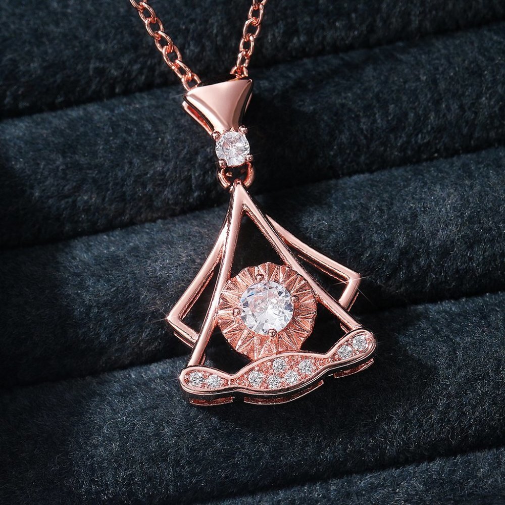 Shiny Unique Shape Rose Gold Plated Necklace for Women, MARR9003